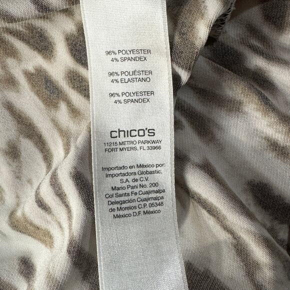 Chico’s SZ 2 (Large) Crop Pants Animal Print Stretch Elastic Waist Hi-Rise Brown - Picture 6 of 7